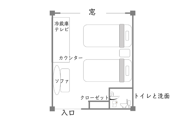 洋室ツインルーム見取り図