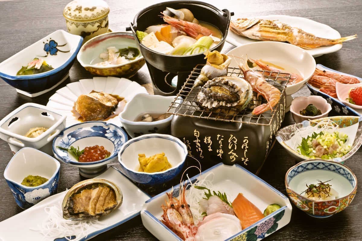 海鮮のみ。鱗晃荘のご夕食